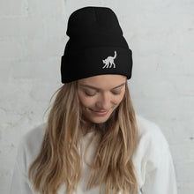 Load image into Gallery viewer, black cat Cuffed Beanie