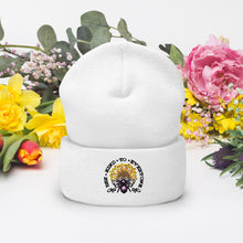 Load image into Gallery viewer, Bee kind to everyone black and yellow Cuffed Beanie