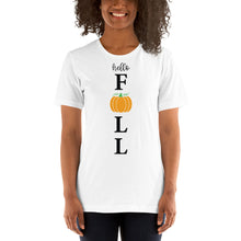 Load image into Gallery viewer, hello fall - porch sign Unisex t-shirt