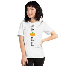 Load image into Gallery viewer, hello fall - porch sign Unisex t-shirt