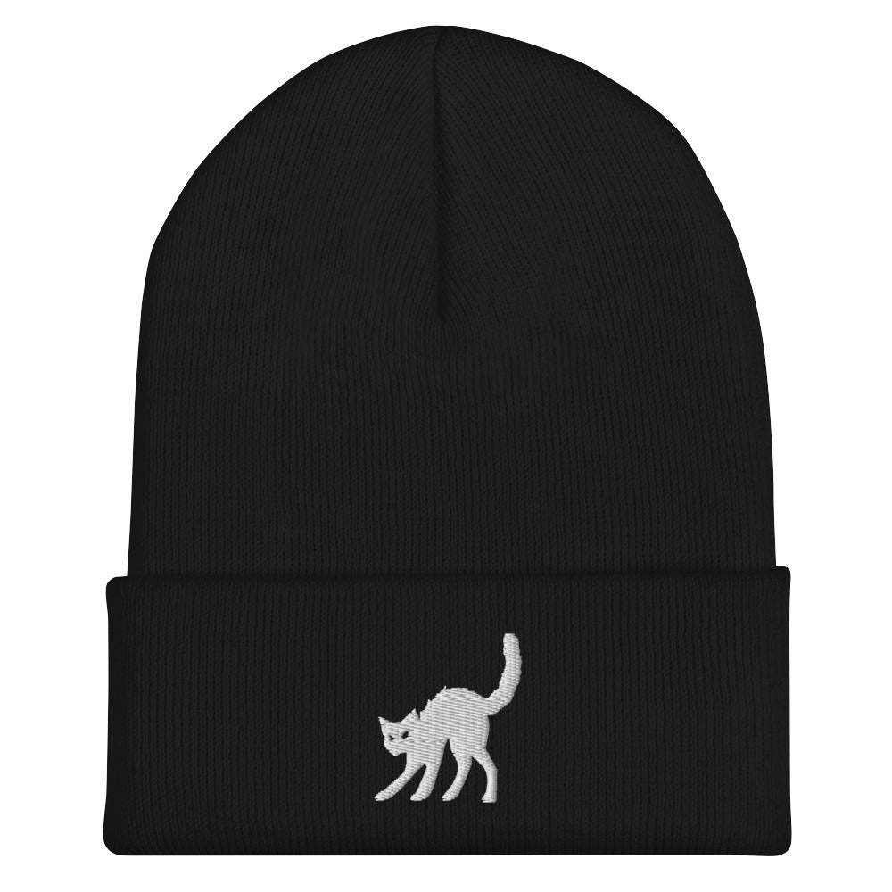 black cat Cuffed Beanie