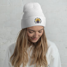 Load image into Gallery viewer, Bee kind to everyone black and yellow Cuffed Beanie
